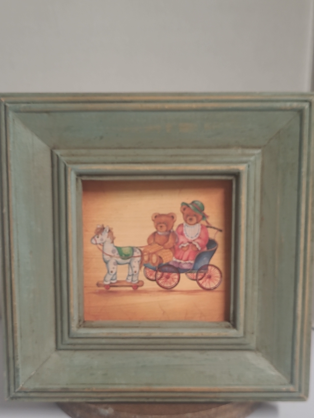 Green Framed Teddy Bear Nursery Wall Art
